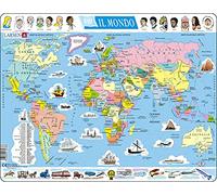 Larsen K1 El mapa político mundial, edición en Italiano, Puzzle de marco con 107 piezas