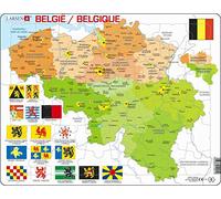 Larsen K59 Mapa Político de Bélgica, edición en Multilingüe (Holandés/Francés), Puzzle de Marco con 48 Piezas