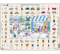 Larsen- Puzle de 70 Piezas, con Marco, Aprendizaje en inglés 2: en Restaurante y Ciudad (EN2GB)