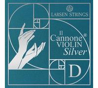 LARSEN STRINGS - Cuerdas para violín 4/4 - Il Cannone Silver - Cuerda individual D plateada: núcleo de nailon de fibra multifilamento, envoltura de alambre plano de plata pura