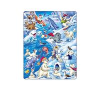 Larsen US28 Animales de Dibujos Animados juguetones en el Ártico, Puzzle de Marco con 36 Piezas