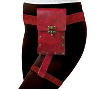 Larswon Renaissance Leg Bag - Arnés de Cuero sintético para Mujer, Rojo, 4.1" L x 1.8" D 6.5" H, Bolsa renacentista