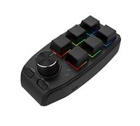 LARUISEE Pomo de teclado macro, 6 teclas, 1 perilla, teclado mecánico con una sola mano, teclado Macropad, teclado de intercambio en caliente, 6 teclas, programación, macro, teclado, 6 teclas, copia,