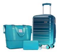 LARVENDER Juego de maletas ligeras y expandibles con ruedas giratorias, Ocean Breeze 50.8 cm, 3 Piece Set (20/DB/TB), Equipaje de mano rígido con ruedas giratorias Tsa Lock