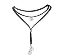 LARVOVUE Gargantilla bohemia de terciopelo negro para mujer, colgante gótico de moneda de plata, joyería larga en capas (negro)