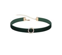 LARVOVUE Gargantilla vintage de terciopelo negro y verde, collar gótico con colgante redondo, moda para mujer, Zinc, Sin piedra preciosa