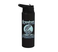 Las abuelas no se jubilan van a pescar abuela pesca Stainless Steel Insulated Water Bottle