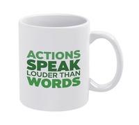 Las Acciones Hablan Más Que Las Palabras Tazas Cerámica Taza De Café Con Asa Taza 330Ml Para Zumo Amigo Café