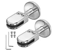 las barandillas de vidrio, 2 abrazaderas de vidrio acero inoxidable 304 redondas con postes soporte inferiores Clips Abrazadera piso ajustable Más confiable(10~12mm,60mm high)