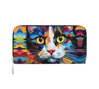 Las bolsas de mano de cuero con cremallera y tarjetero de cola de ballena son perfectas para viajes o uso diario, Acuarela de un gato, Talla única