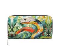 Las bolsas de mano de cuero con cremallera y tarjetero de cola de ballena son perfectas para viajes o uso diario, Serpiente acuarela, Talla única