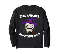 Las Brujas Reales se cepillan los Dientes Diente Monstruo Halloween Manga Larga