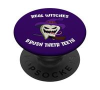 Las Brujas Reales se cepillan los Dientes Diente Monstruo Halloween PopSockets PopGrip Adhesivo