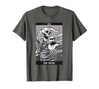 Las Cartas del Tarot del Diablo Esqueletos Ocultos Gótico Camiseta, Hombre, Asfalto, 3XL