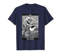 Las Cartas del Tarot del Diablo Esqueletos Ocultos Gótico Camiseta, Hombre, Azul Marino, 5XL