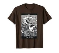 Las Cartas del Tarot del Diablo Esqueletos Ocultos Gótico Camiseta, Hombre, Marrón, XL