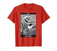 Las Cartas del Tarot del Diablo Esqueletos Ocultos Gótico Camiseta, Hombre, Rojo, M