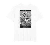 Las Cartas del Tarot del Diablo Esqueletos Ocultos Gótico Camiseta, Hombre Tallas Grandes, Blanco, 5X Alto