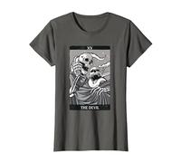 Las Cartas del Tarot del Diablo Esqueletos Ocultos Gótico Camiseta, Mujer, Asfalto, S
