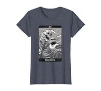 Las Cartas del Tarot del Diablo Esqueletos Ocultos Gótico Camiseta, Mujer, Azul Jaspeado, XXL