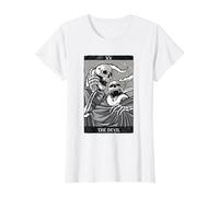 Las Cartas del Tarot del Diablo Esqueletos Ocultos Gótico Camiseta, Mujer, Blanco, XXL
