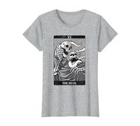 Las Cartas del Tarot del Diablo Esqueletos Ocultos Gótico Camiseta, Mujer, Gris Jaspeado, XXL