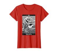 Las Cartas del Tarot del Diablo Esqueletos Ocultos Gótico Camiseta, Mujer, Rojo, M