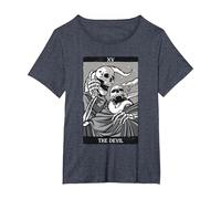 Las Cartas del Tarot del Diablo Esqueletos Ocultos Gótico Camiseta, Mujer Tallas Grandes, Azul Jaspeado, 5XL Grande