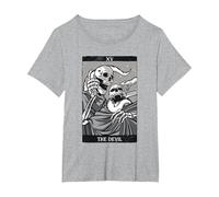 Las Cartas del Tarot del Diablo Esqueletos Ocultos Gótico Camiseta, Mujer Tallas Grandes, Gris Jaspeado, 2XL Grande