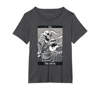 Las Cartas del Tarot del Diablo Esqueletos Ocultos Gótico Camiseta, Mujer Tallas Grandes, Jaspeado Oscuro, 3XL Grande