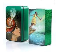 Las cartas del tarot del vidente de luces, 78 unidades, baraja de cartas de tarot con lámina dorada en el borde, cartas de oráculo con guía de viaje y caja de metal para principiantes y lectores