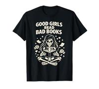 Las Chicas Buenas leen Libros Malos, Divertido Libro de Lectura de Esqueletos, Espeluznante Camiseta