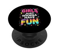 Las Chicas Solo Quieren divertirse Tipografía de los 80 PopSockets PopGrip Adhesivo