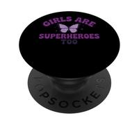 Las chicas son superhéroes demasiado mariposa púrpura Mensaje PopSockets PopGrip Adhesivo