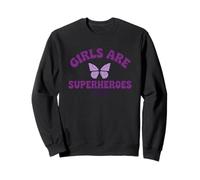 Las chicas son superhéroes demasiado mariposa púrpura Mensaje Sudadera