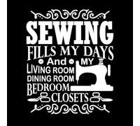 Las citas y dichos de costura llenan mis días. Calcomanías de grabado 49.2x59.2cm Varios tamaños Blanco