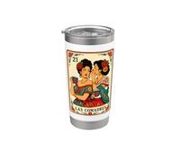 Las Comadres Chismosa Mexican Cafe Coffee Latina Mujer Vaso térmico de acero inoxidable de doble pared