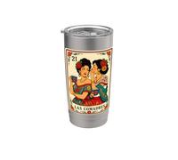 Las Comadres Chismosa Mexican Cafe Coffee Latina Mujer Vaso térmico de acero inoxidable de doble pared