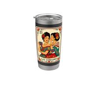 Las Comadres Chismosa Mexican Cafe Coffee Latina Mujer Vaso térmico de acero inoxidable de doble pared