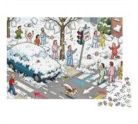 Las consecuencias de la Lucha contra la Almohada en Toda la Ciudad Puzzle De Madera Impermeable DIY Puzzles De 1000 Piezas Regalos para Adultos Colorido Rompecabezas Decoración del Hogar