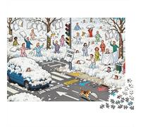 Las consecuencias de la Lucha contra la Almohada en Toda la Ciudad Puzzle De Madera Impermeable Puzzles De 1000 Piezas para Adultos Colorido Rompecabezas para Decoración del Hogar