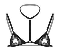 Las correas de los hombres, Calzoncillos Masculina for hombre Sissy Sheer ropa interior del cordón del cuello del halter ajustable correas espaguetis Wire-libres sin forro Tops Mini Bra para los hombr