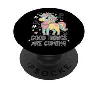 Las Cosas Buenas están por Venir, Lindas Princesas Unicornios en Colores Pastel para niñas PopSockets PopGrip Adhesivo