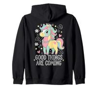 Las Cosas Buenas están por Venir, Lindas Princesas Unicornios en Colores Pastel para niñas Sudadera con Capucha