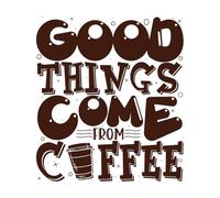 Las cosas buenas vienen del café, frases motivacionales, tipografía, letras dibujadas a mano Pegatinas de pared de papel adhesivo 67.2x75.2cm Embellecimiento de paredes Café
