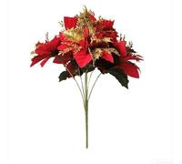Las deslumbrantes flores navideñas de 7 cabezas dan vida a tus celebraciones con diseños florales artísticos (rojo)