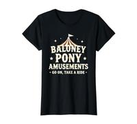 Las diversiones de Baloney Pony Go On Take a Ride Son Divertidas Camiseta gráfica económica, Mujer, Negro, XL