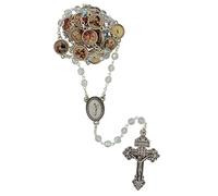 Las estaciones de la cruz Chaplet Beads | Devocional cristiano para la Cuaresma | Gran regalo católico para la primera comunión y confirmación | Imágenes que representan 14 estaciones | Cuentas de madera o vidrio (cristalino)