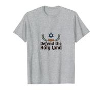 Las FDI defienden la Tierra Santa Apoyo Patriótico Israel Camiseta, Hombre, Gris Jaspeado, 3XL