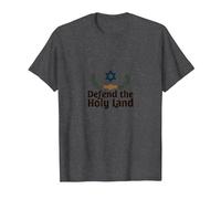 Las FDI defienden la Tierra Santa Apoyo Patriótico Israel Camiseta, Hombre, Jaspeado Oscuro, XXL